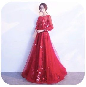 Red floral hotsell evening gown