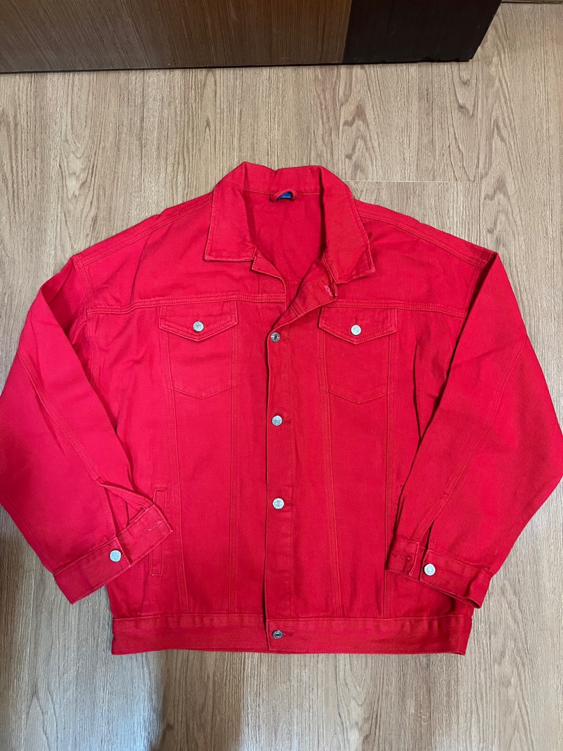 Red Oversized Denim Jacket Men s Fashion Coats Jackets and