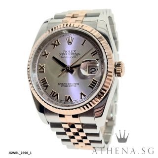 ROLEX EVEROSE ROLESOR MENS OYSTER PERPETUAL DATEJUST 36 “AN” SERIES “PINK ROMAN DIAL” WITH BOX & CERT DATED 04/2010 116231  JGWRL_2690