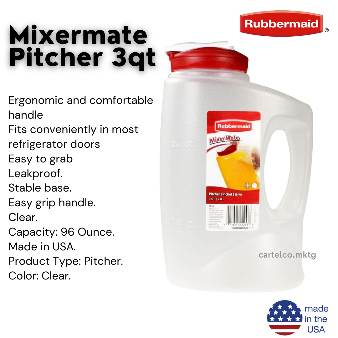 Rubbermaid 7E59 Mixermate Pitcher 3qt, Furniture & Home Living ...