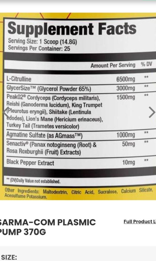 Sarma com plasma pump(non stim) pre workout, Health & Nutrition, Health