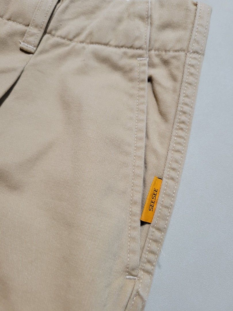 SEE SEE x FRIDGE WASHED CARGO PANTS BEIGE XL, 男裝, 褲＆半截裙, 長