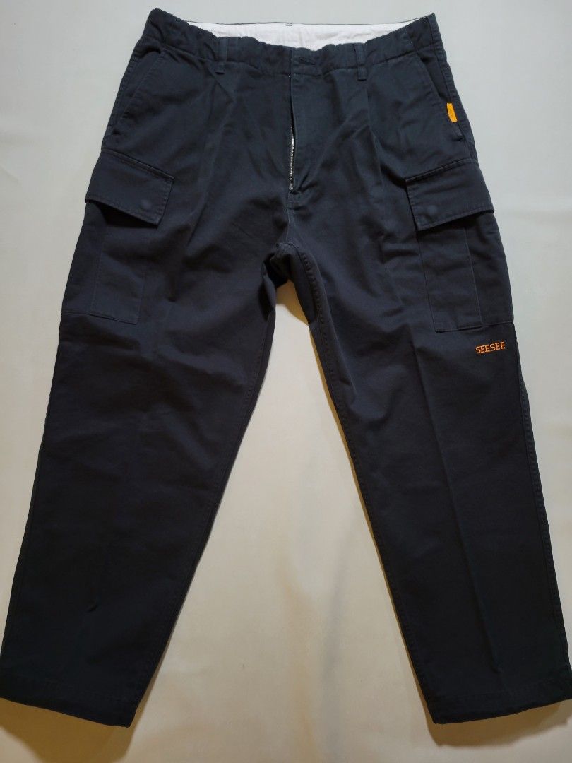 SEE SEE x FRIDGE WASHED CARGO PANTS BLACK XL, 男裝, 褲＆半截裙, 長