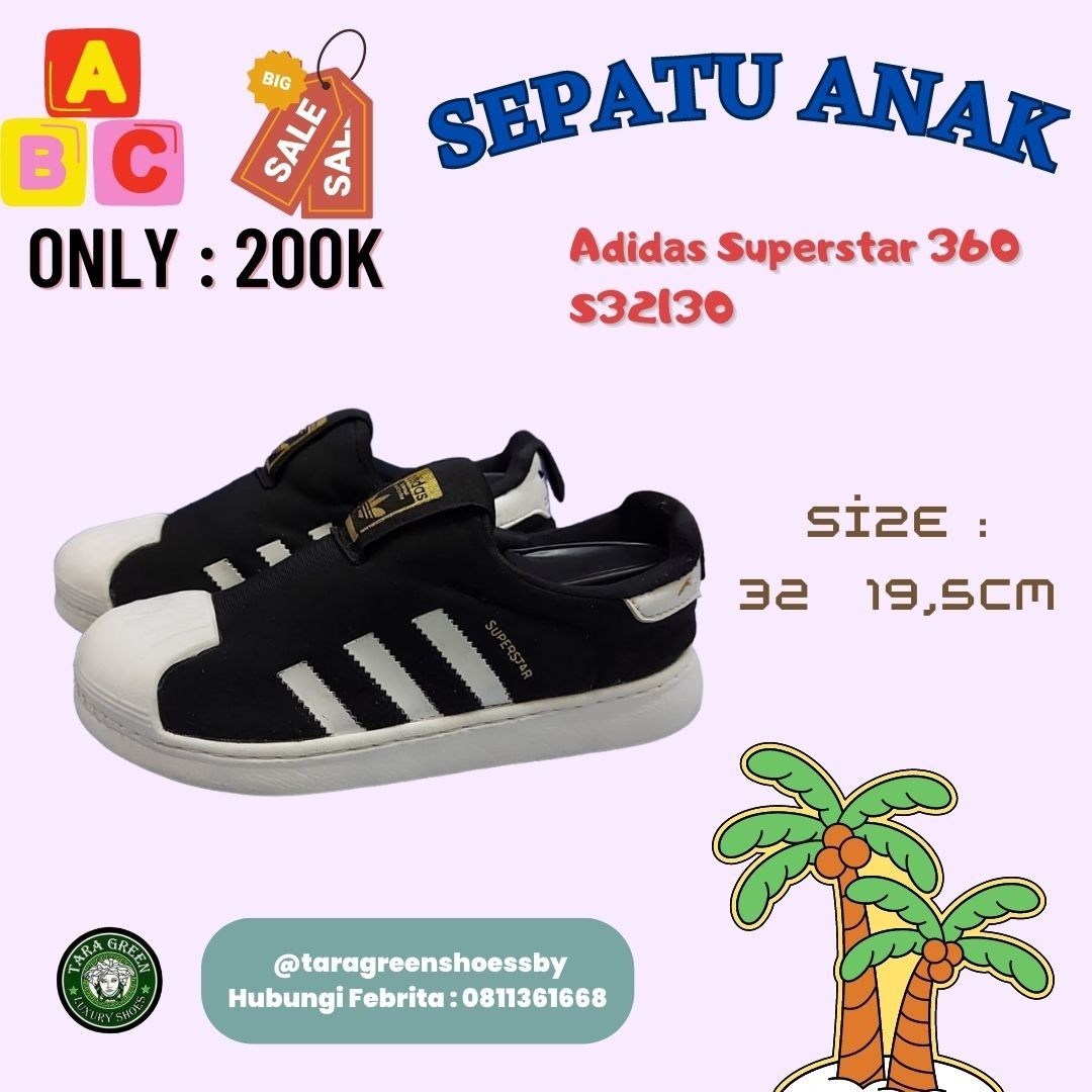 Sepatu Anak Adidas Superstar 360 S32130 Kids Shoes size 32, Bayi