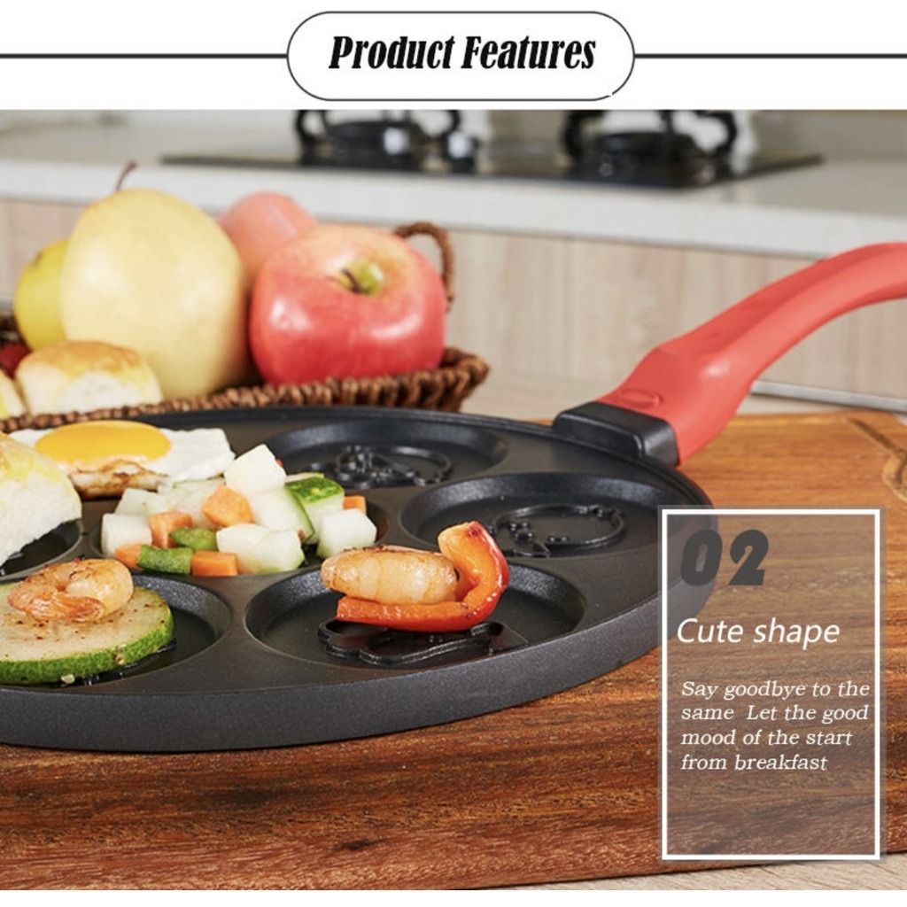Sevenhole Breakfast Frying Pan Animal Face Design, Furniture & Home
