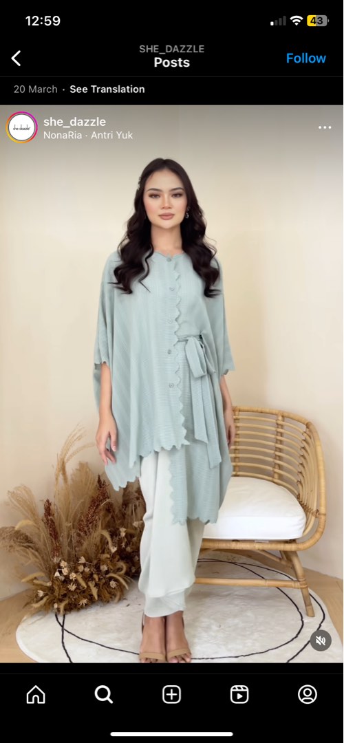 She Dazzle Anggun Set (Sage Green), Women's Fashion, Muslimah Fashion ...