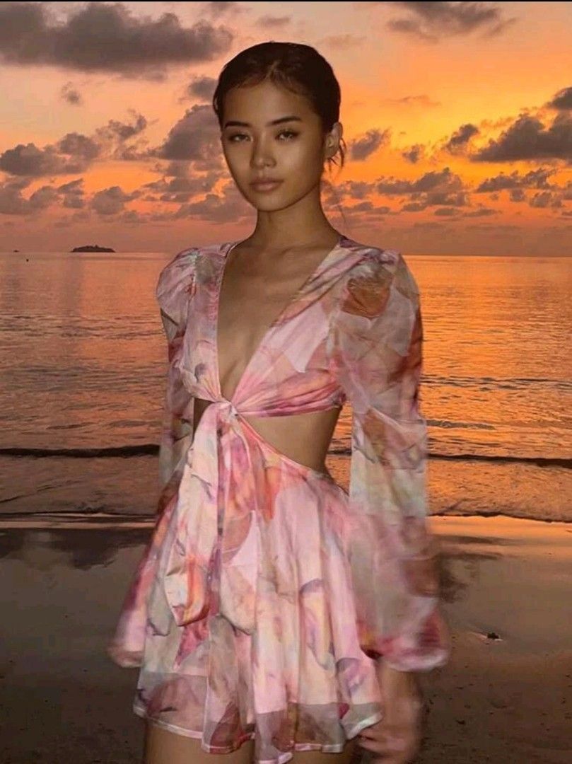 Shein pink floral dress top