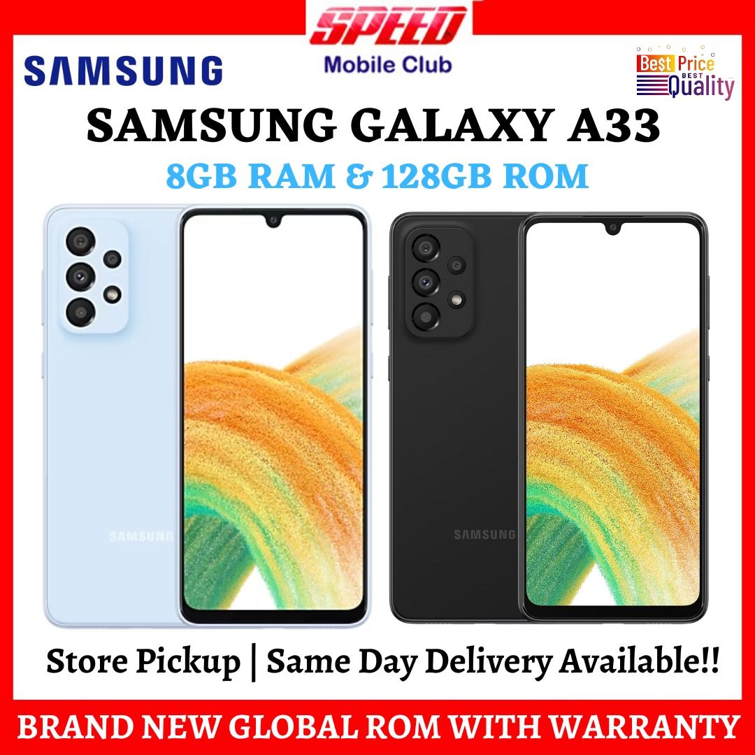 Samsung Galaxy A33 5G, 6.4 Super AMOLED Display, 128GB + 6GB RAM, 48MP  Quad Camera, (GSM only