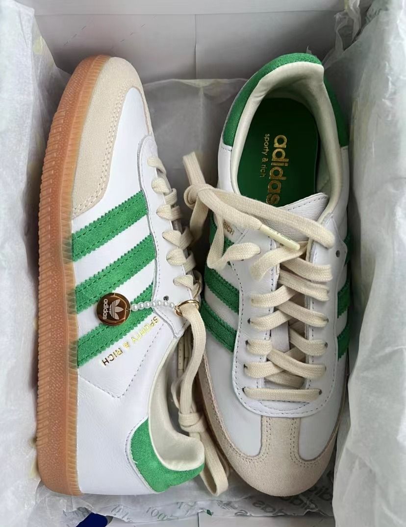 🛒全新SPORTY & RICH x Adidas originals Samba OG聯名款白綠男女同款