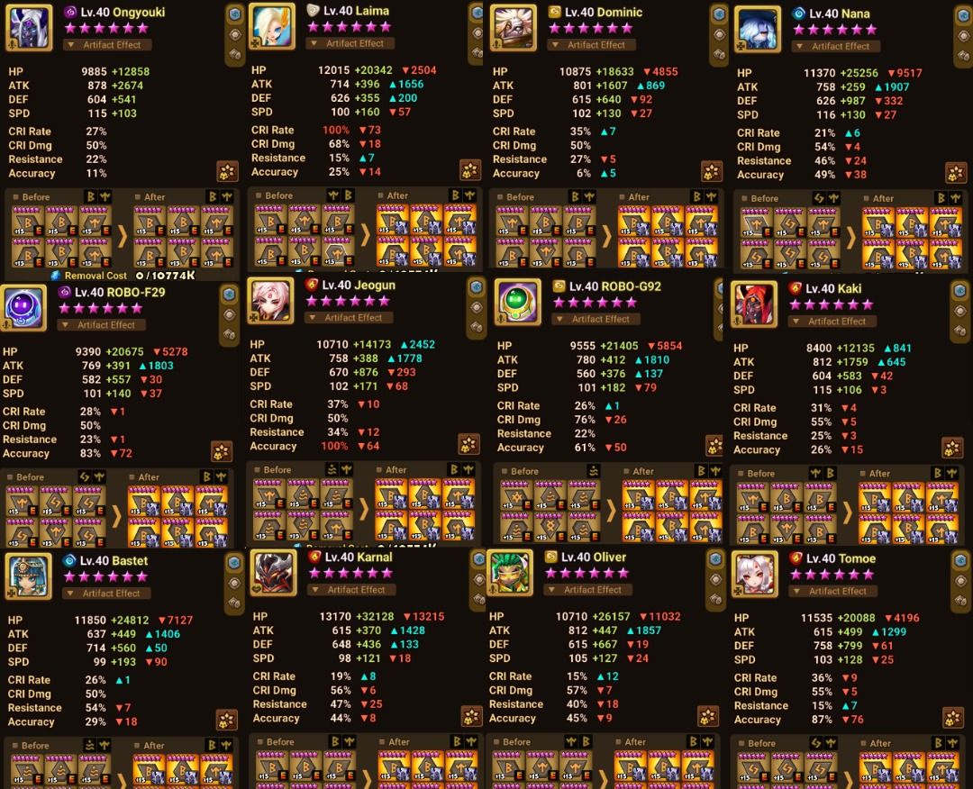 compte summoners war euw. trois 5 nat LD (asima,gurkha,dorothy