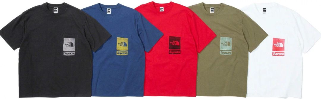 Supreme x The North Face Printed Pocket Tee (5Colors), 名牌, 服裝