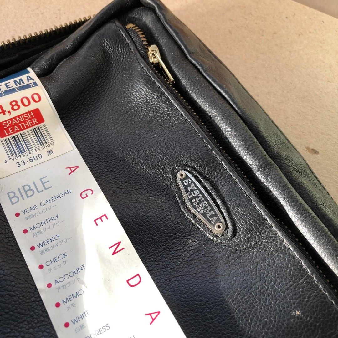 SYSTEMA BLACK LEATHER RING BINDER AGENDA PLANNER JOURNAL (Category: Stationery & School Supplies) located in Cavite. Submitted by 4ckids (Listing ID 1223058629, Image 2). Description: personal size 6 rings zip around apanish leather will throw in random inserts shopee transaction.