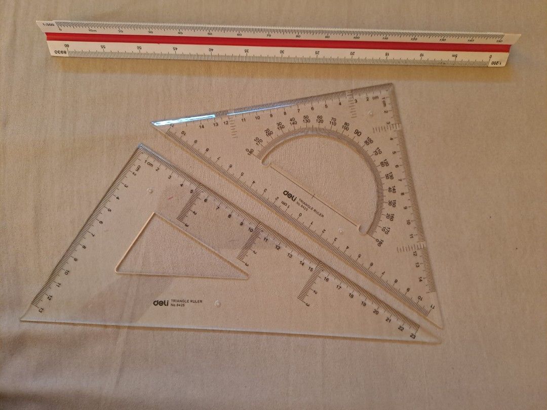 TAKE ALL Beginner's Drafting or Architecture Set Scale Ruler and Triangle Set on Carousell