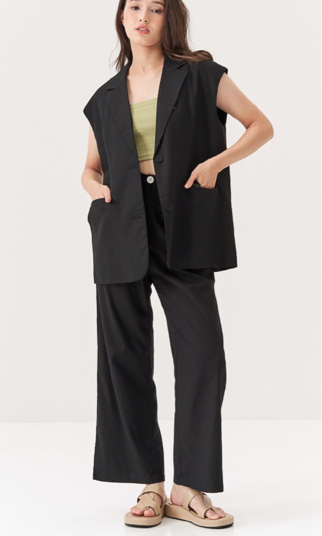 TCL Kami Linen Vest and Pants in Black, Women's Fashion, Dresses & Sets