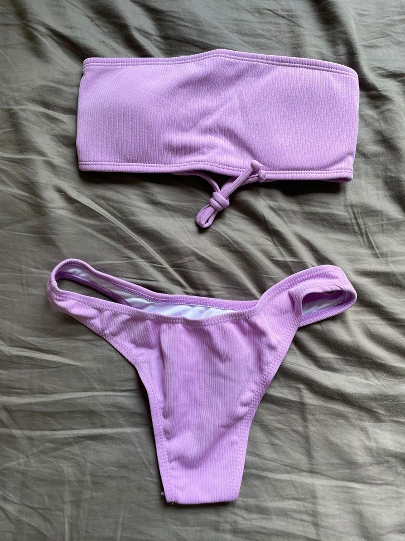 Tied Dye Bandeau High Cut Bikini Swimsuit, Women's Fashion, Swimwear ...