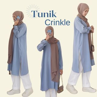 Tunik crinkle warna hitam