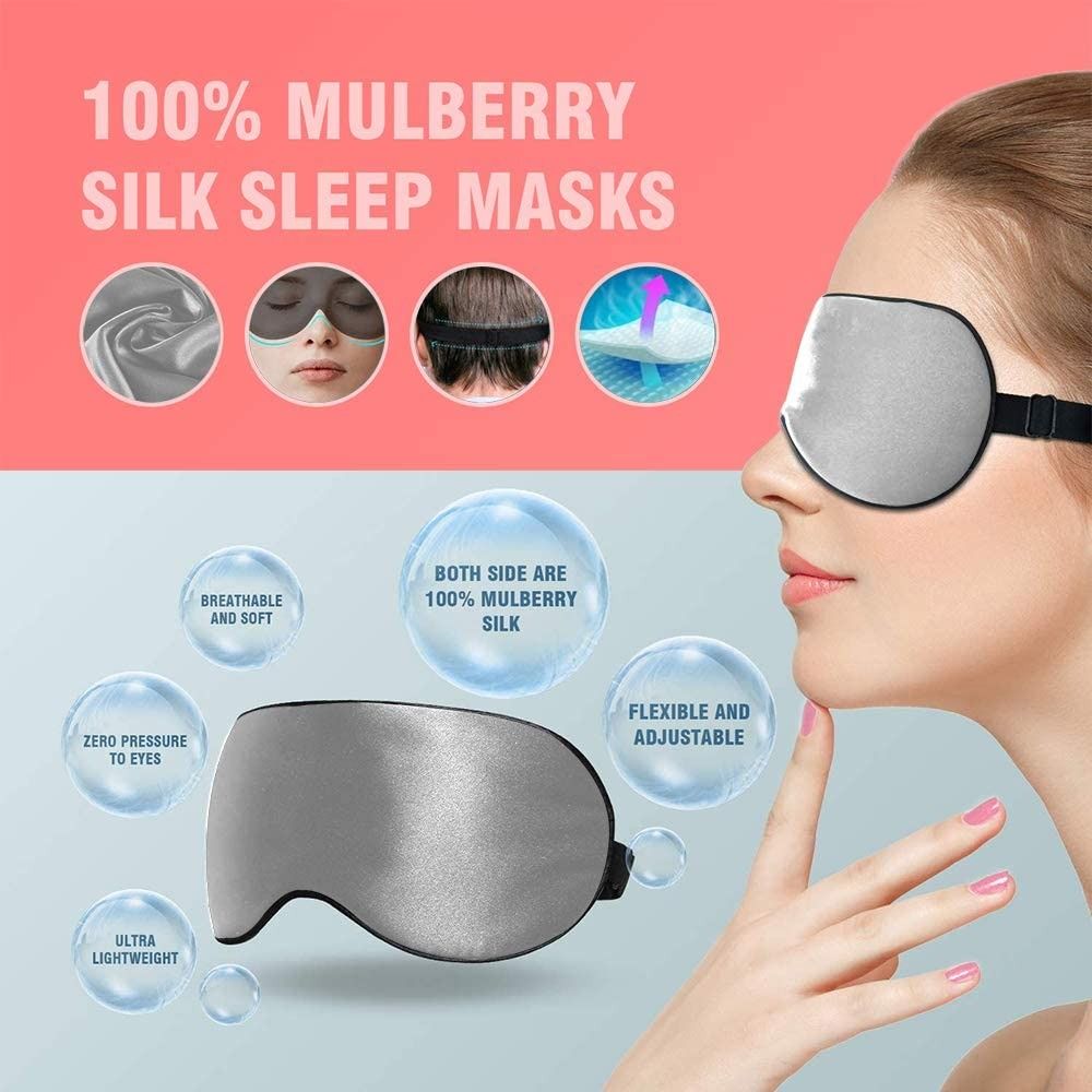 Sleeping Mask For Men And Women, 3d Side Sleeping Eye Mask, 100% Silk  Blackout Eye Mask Sleeping With Adjustable Strap Yoga Trav