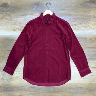 Uniqlo Corduroy LS Shirt Kemeja Maroon Merah M