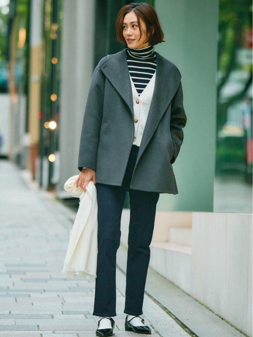 Uniqlo double sales face collarless coat