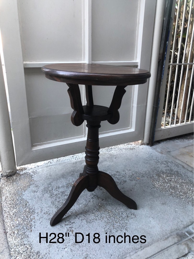 Vintage Wooden Round Side Table on Carousell