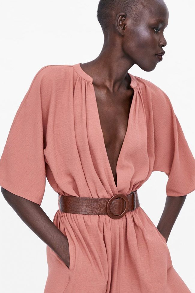 Zara pink jumpsuit hot sale
