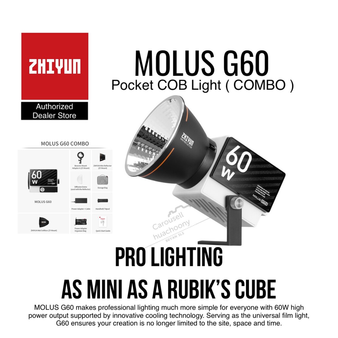 インターネット販売 ZHIYUN MOLUS G60 COMBO COB 小型ビデオライト 60W