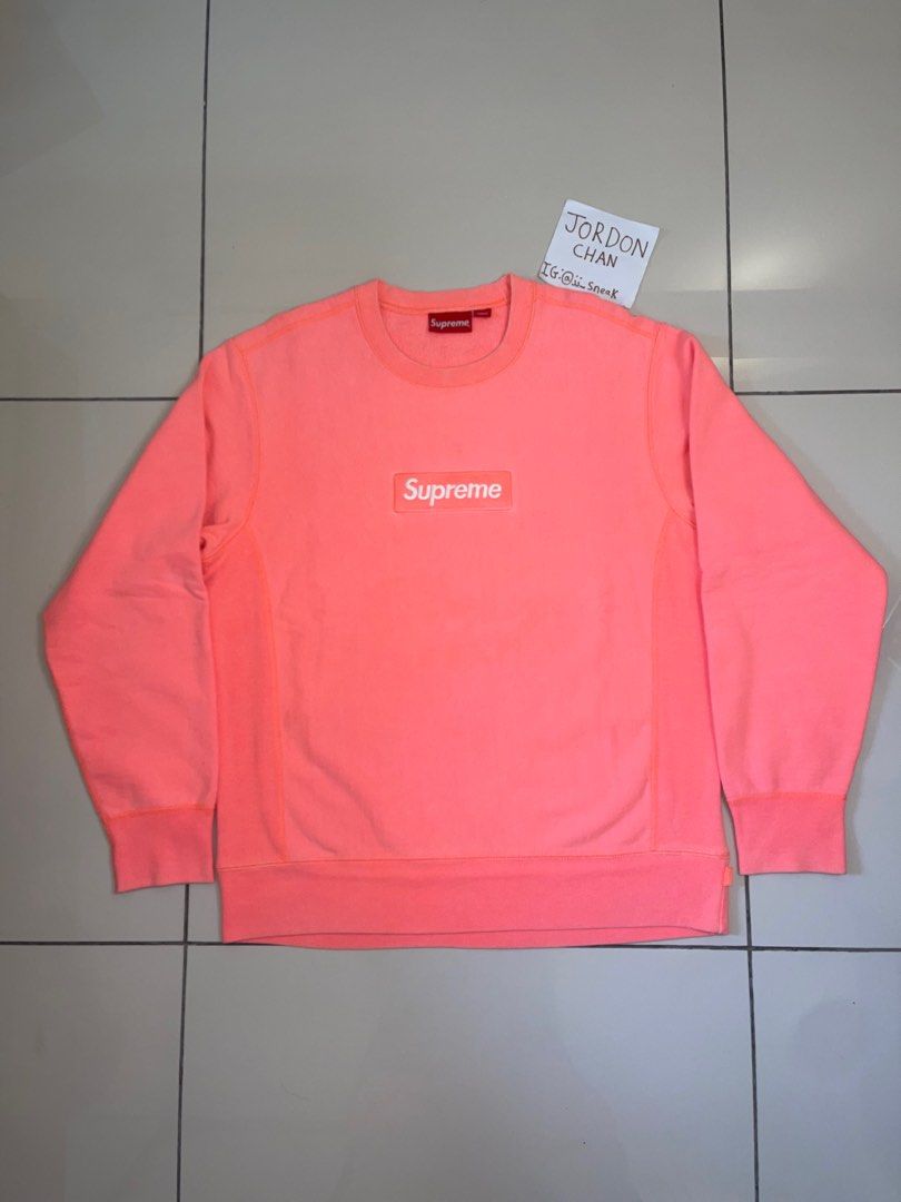100% Legit] Supreme Box Logo Crewneck Fluorescent Pink (FW18 ...