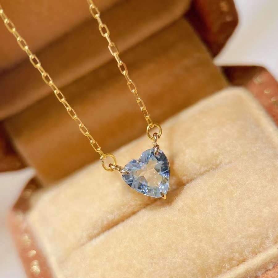 Gold aquamarine necklaces discount