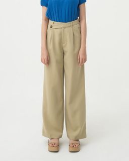 3MONGKIS X ELXI ELVINA Elxi's Asymmetrical Waist Pants Size S - Khaki