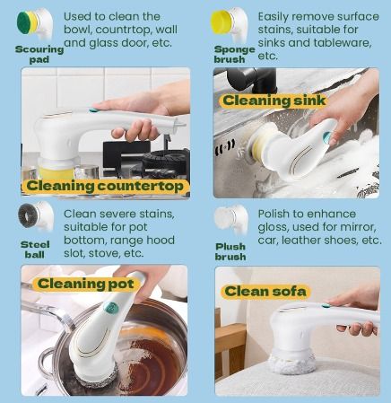 Electric Cleaning Brush 5-in-1 Multi-functional USB Charging
