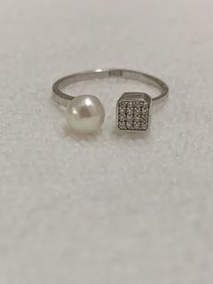 日本🇯🇵6mm 珍珠鋯石開口戒指💍