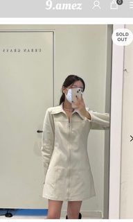 （正韓）縫線拉鏈翻領連身裙🧵