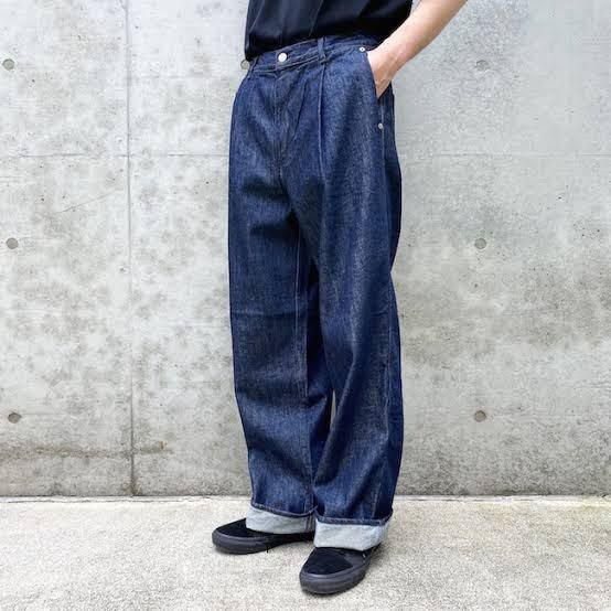 二手) AURALEE / HARD TWIST DENIM WIDE SLACKS 3號寬版牛仔褲日系原色