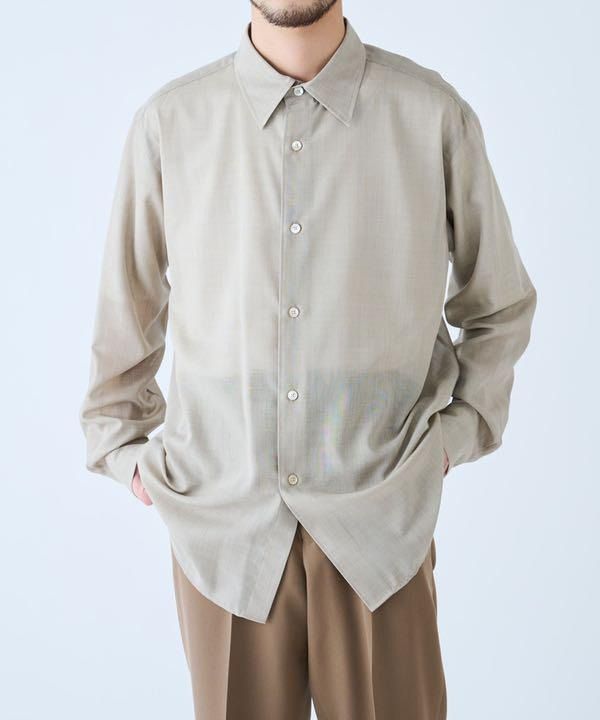(二手) AURALEE / SHEER WOOL SILK SHIRTS 3號 米色 日系 寬版 襯衫 寬鬆 透視