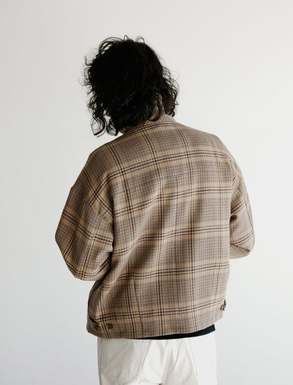 二手) AURALEE / WOOL SERGE CHECK ZIP-UP BLOUSON 羊毛布勞森格紋日系