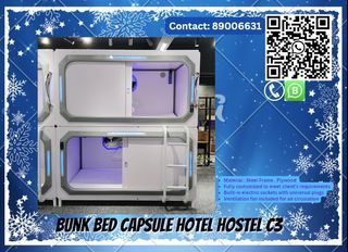 🛏️ [CUSTOMIZE] Bunk Bed Capsule Hotel Hostel C3 Wood Steel Custom Design Frame Double Decker Modern Minimalist Strong Sturdy Staff Height Iron Bedroom Canopy 🛏️