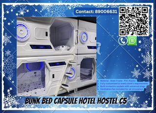 🛏️ [CUSTOMIZE] Bunk Bed Capsule Hotel Hostel C5 PVC Plastic Steel Custom Design Frame Double Decker Modern Minimalist Strong Sturdy Staff Height Iron Bedroom Canopy 🛏️