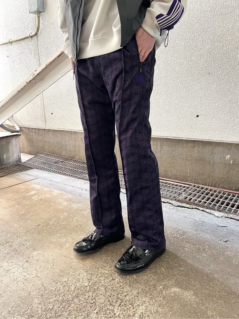(全新) NEEDLES x Freaks Store / TRACK PANT 運動褲 XS 滿版 黑紫 蝴蝶 直筒