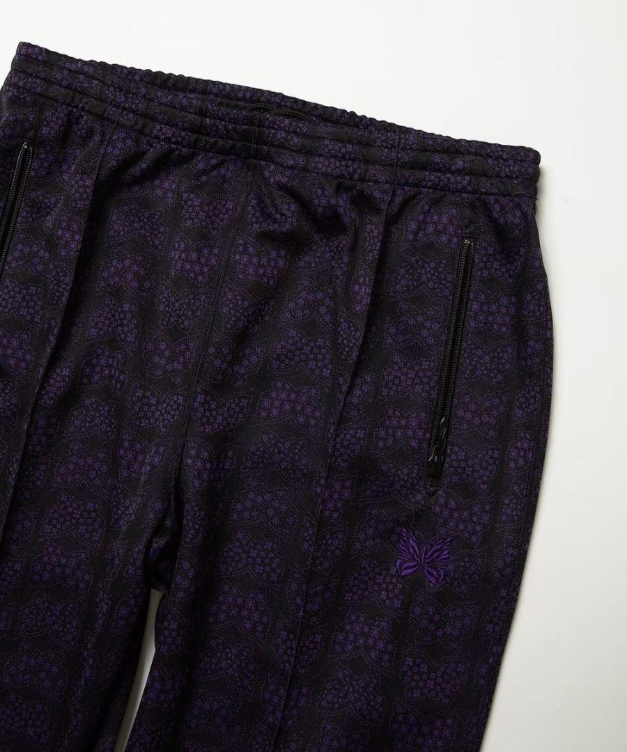 (全新) NEEDLES x Freaks Store / TRACK PANT 運動褲 XS 滿版 黑紫 蝴蝶 直筒
