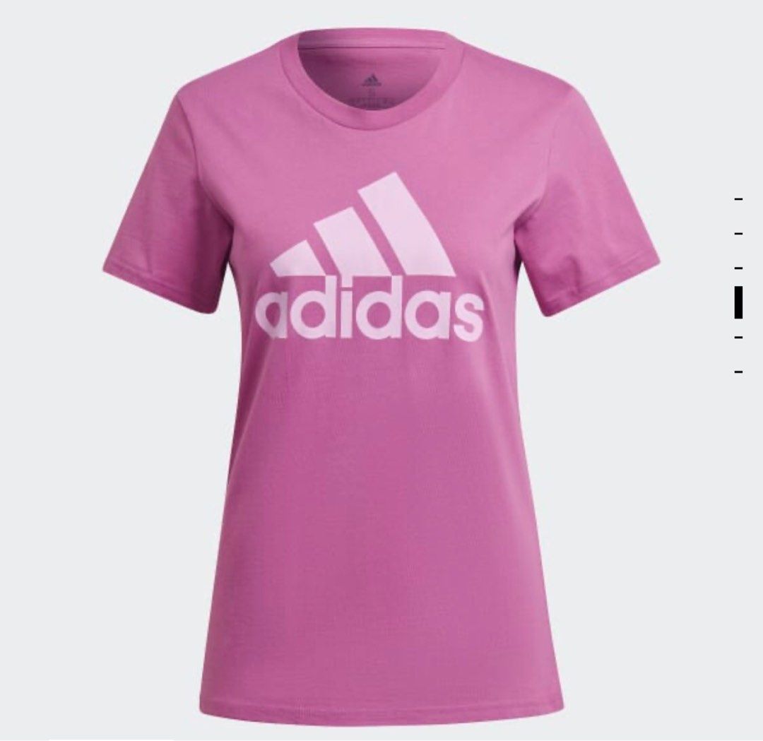 White adidas shirt with pink logo shop