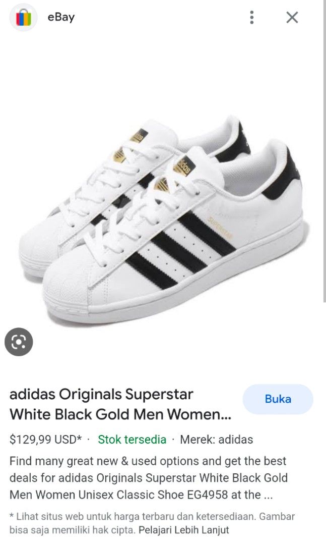 adidas Originals Superstar White Black Gold Men Women Unisex Classic Shoe  EG4958