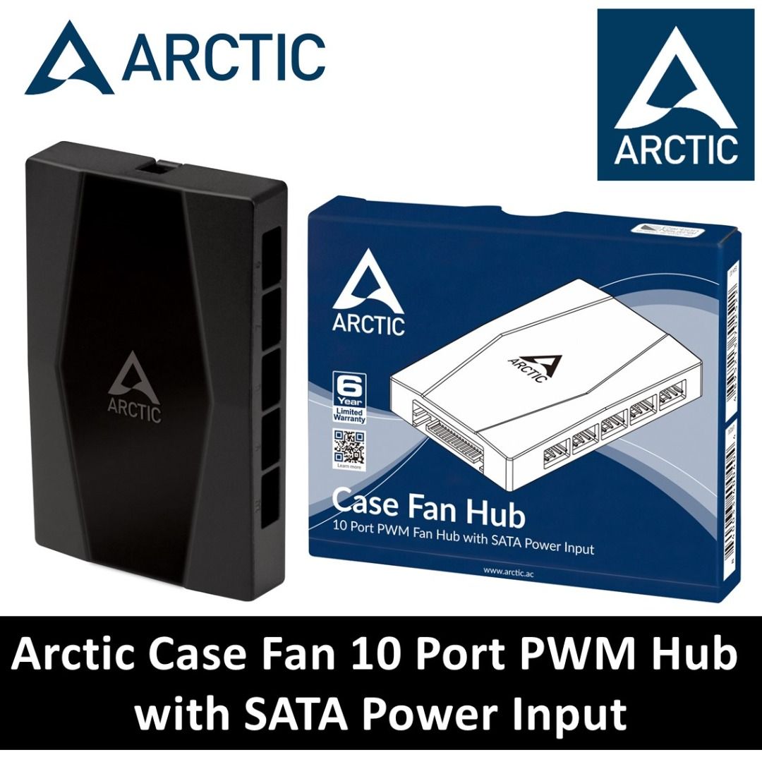 Case Fan Hub, 10 Port PWM Case Fan Hub with SATA Power