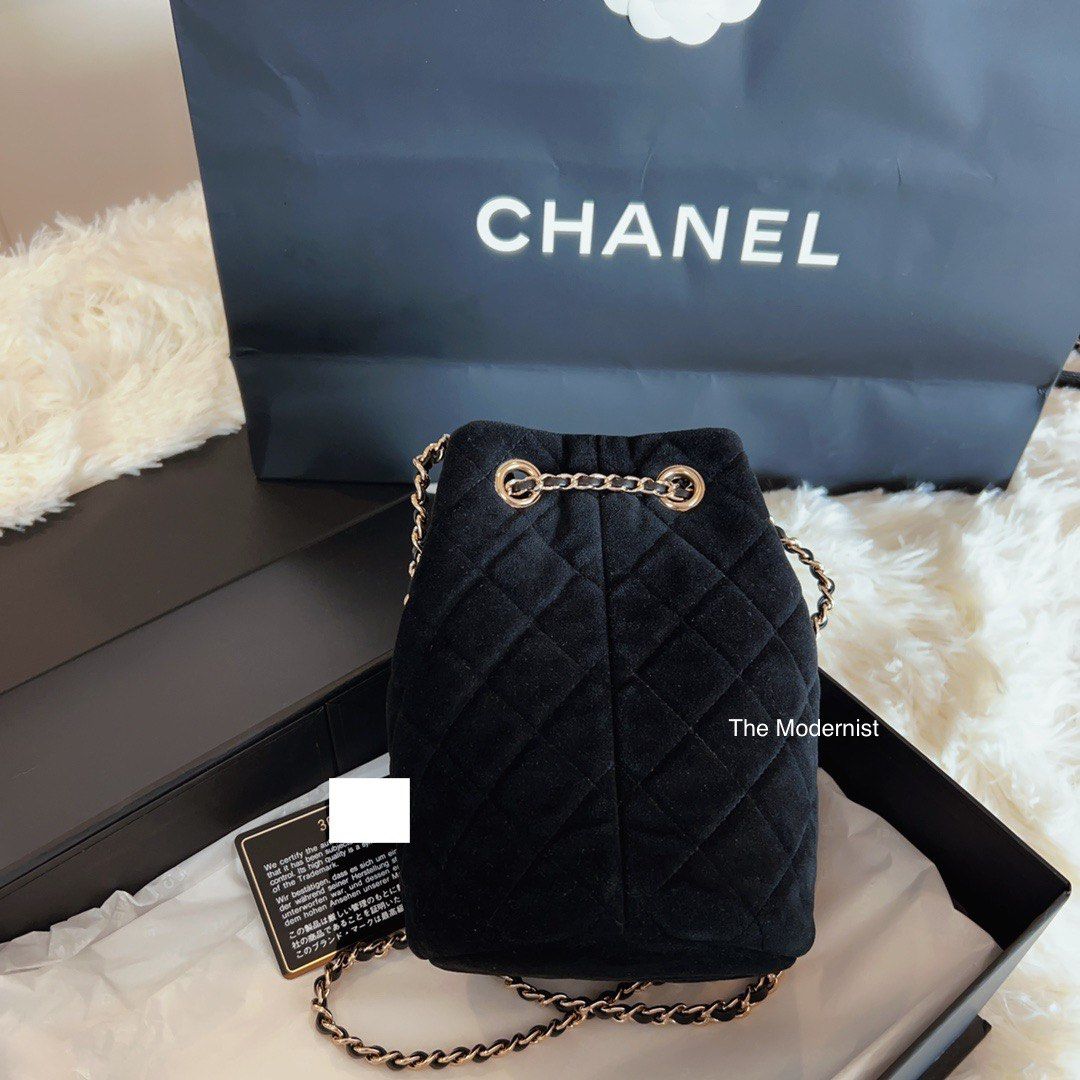 Chanel Velvet Pearl Crush Bucket Bag Small