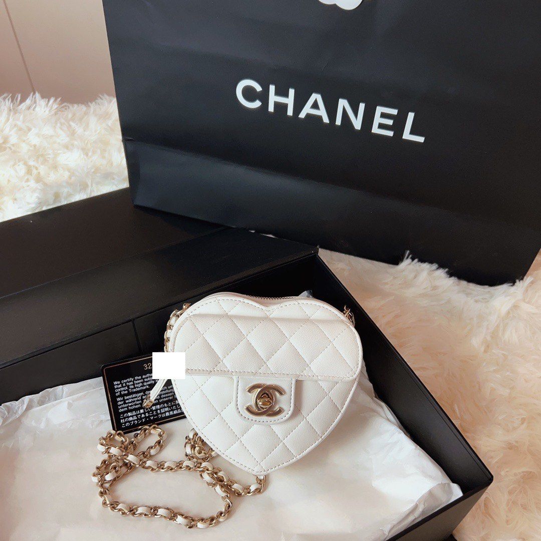 Collector Chanel Heart Bag in Black and White Patent Leather at