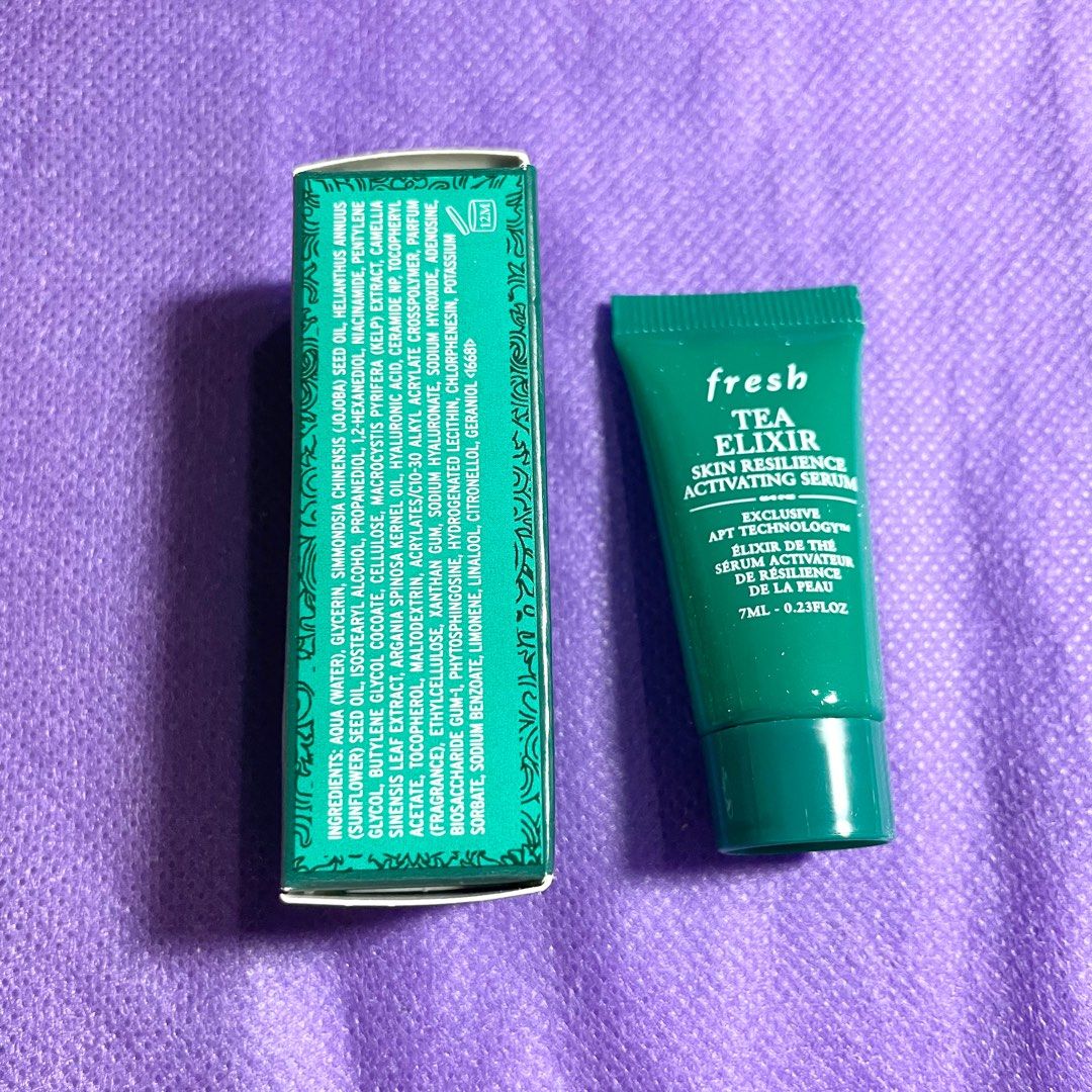 AUTHENTIC Fresh tea elixir skin resilience activating serum (Category: Face Care) located in Pasig City. Submitted by vanityboutique (Listing ID 1223244654, Image 2). Description: Pm for more details 7ml with box Brand new and authentic Selling low and affordable One of the best selling brands in the makeup skincare perfume world .