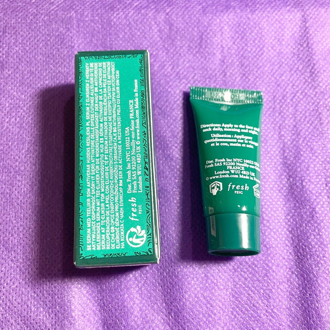 AUTHENTIC Fresh tea elixir skin resilience activating serum (Category: Face Care) located in Pasig City. Submitted by vanityboutique (Listing ID 1223244654, Image 3). Description: Pm for more details 7ml with box Brand new and authentic Selling low and affordable One of the best selling brands in the makeup skincare perfume world .