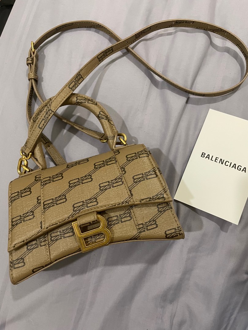 Balenciaga Women's Signature Small East-West Shopper Bag Bb Monogram Coated Canvas - Beige Brown