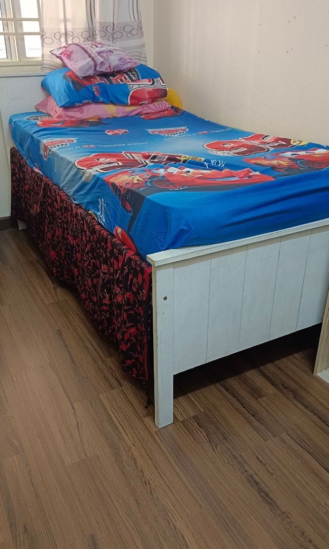 Bed Frames single katil single katil kayu, Furniture & Home Living
