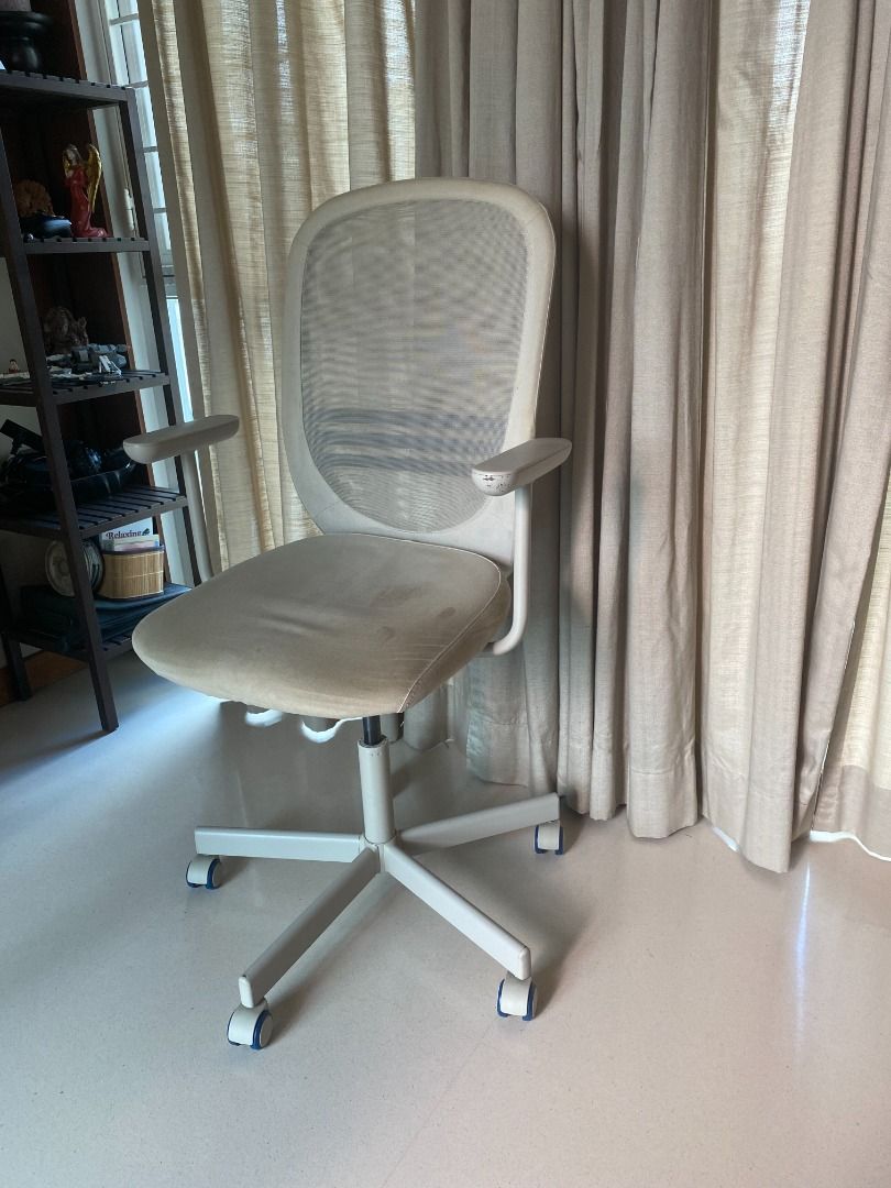 Beige IKEA Chair with Wheels, FLINTAN Edition with armrests, Furniture