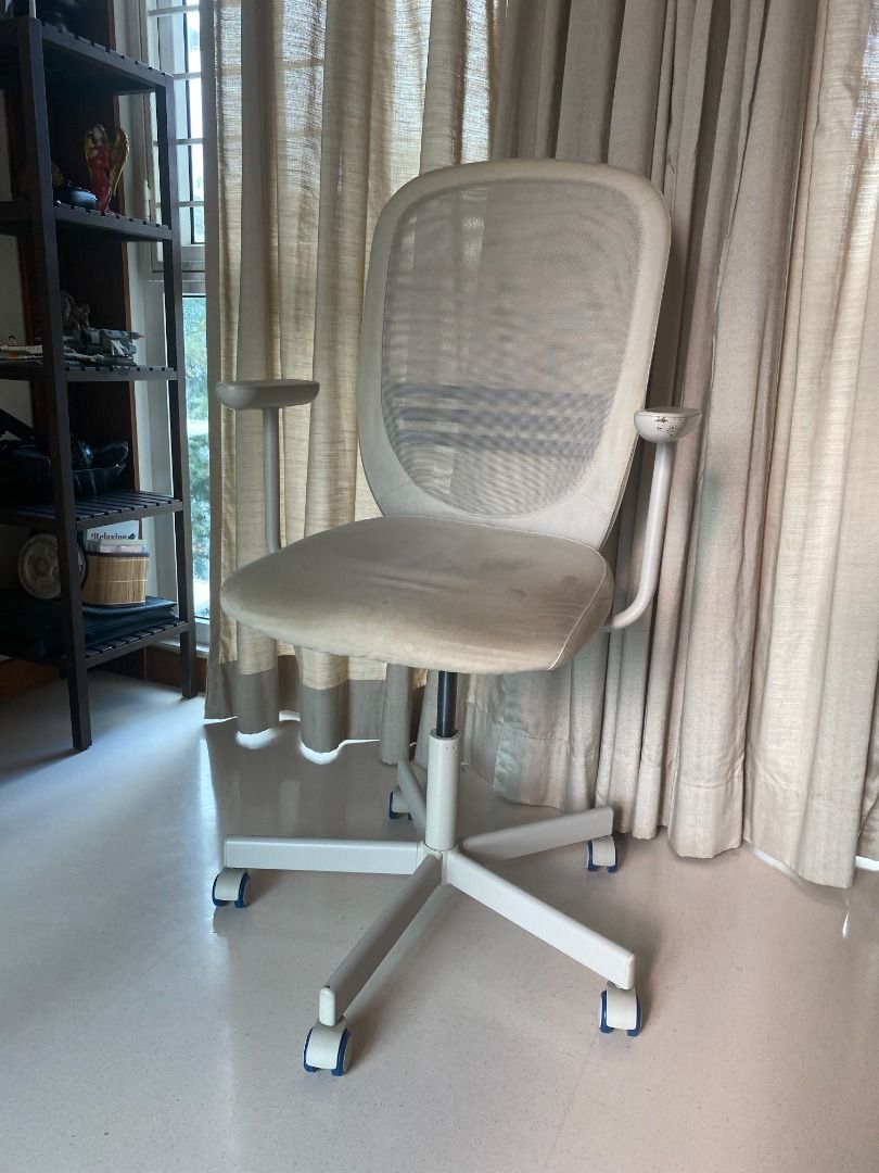 Beige IKEA Chair with Wheels, FLINTAN Edition with armrests, Furniture